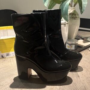 Black Patent Leather Platform Boots